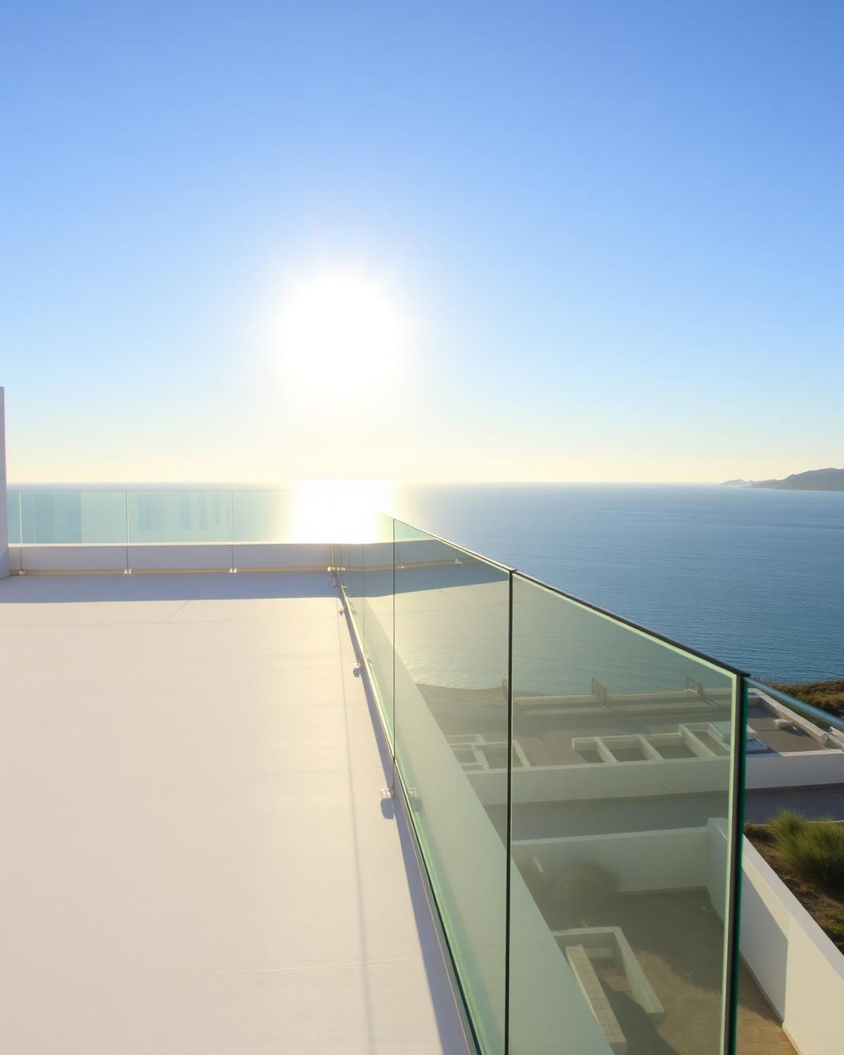 Frameless glassrekkverk mot middelhavet